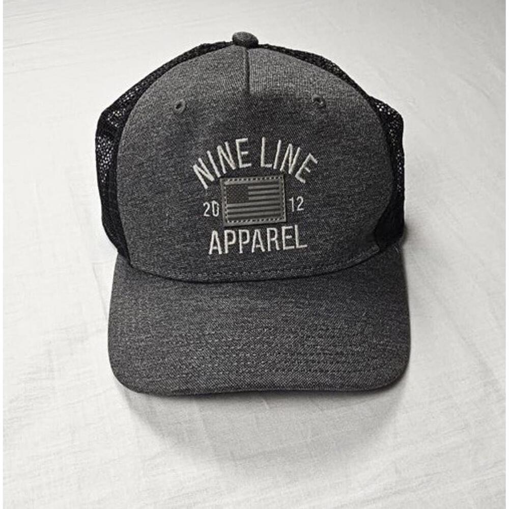 Nine Line Apparel Gray Solid Mesh Snap Back Truckers Cap Hat Military Vets